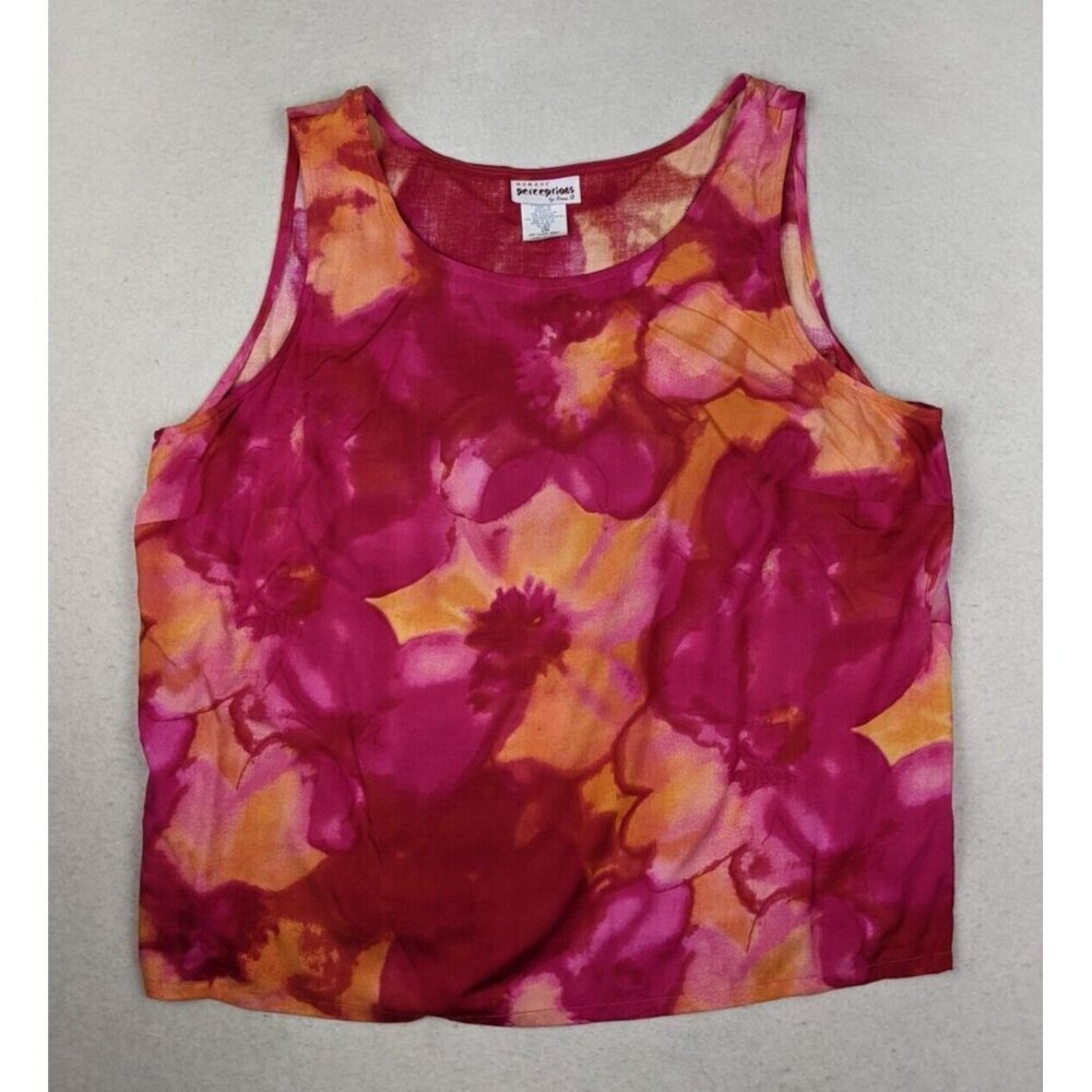 PERCEPTIONS BY IRENE B - WOMEN'S PINK & ORANGE PRINT TANK TOP - SIZE 18W
